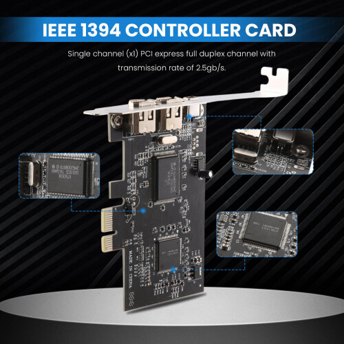 Scheda PCI-e PCI Express FireWire, Scheda Controller IEEe 1394 con Cavo Firewire, per Trasmissione Video, Audio, Ecc. 2