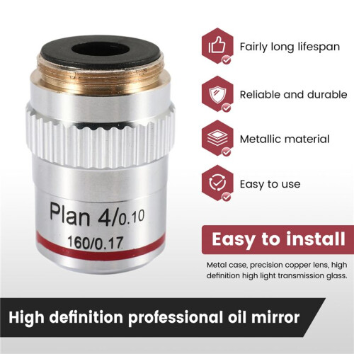 Microscope Plan Achromatic Objective Lens 4X Biological Metallurgical Microscope Objectives 1