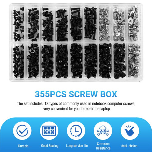 355Pcs PC Screws Assorted Set M2 M3 M2.5 Computer Screws HDD M.2 SSD Screws for Universal Laptop PC Computer Repair 2