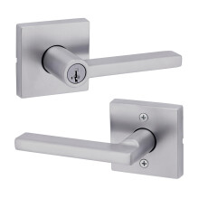Mango de Puerta de Almacenamiento Kwikset Halifax con Cerradura y Llave, Palanca Reversible Exterior, Satinado Ch