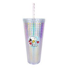 Gobelet Peanuts Diamond, 20oz - Tasse Texturée w/Pailles, Double Paroi Isolée, Sans BPA - Snoopy