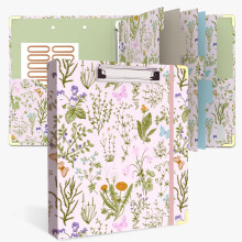 3-Ring Binder 1 Zoll, Süße runde Ringbinder mit 6 Trennblättern, Etikettenaufkleber, flacher Clip mit Stauraum