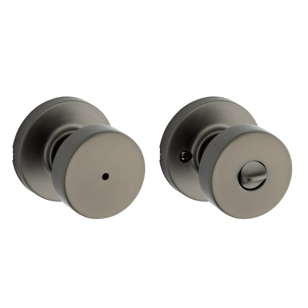 Photos - Door Handle Kwikset Pismo Interior Round Privacy Door Knob with Lock, for Bathroom and Bedroom, Gunmetal Keyless Turn Lock D