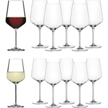 Spiegelau Style Red and White Wine Glasses, Modern Stemmed Wine Glasses, Elegant Glassware for Dinner Parties, Home Bar Cart Accessories, Hosting Esse