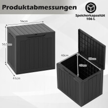 Caja de almacenamiento para exteriores de 96 l, tapa con cerradura, aspecto ratán, color negro