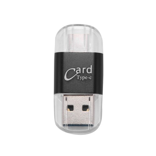 Card Reader Aluminum USB Type C OTG Micro-/TF External Memory Card Reader Adapter for Mobile Phone Computer(Black) 1