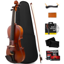 Pyle 1/4 Size Beginner Violin Starter Kit, Violin Starter Package with Travel Case & Bow, Extra Strings, Digital Tuner, Shoulder Rest & Cleaning Cloth