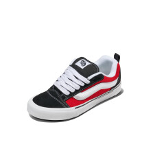 Vans Unisex Knu Skool Schoen | '90s Retro Puffy Lage Sneakers voor Mannen & Vrouwen, Rood/Wit, 8/9.5