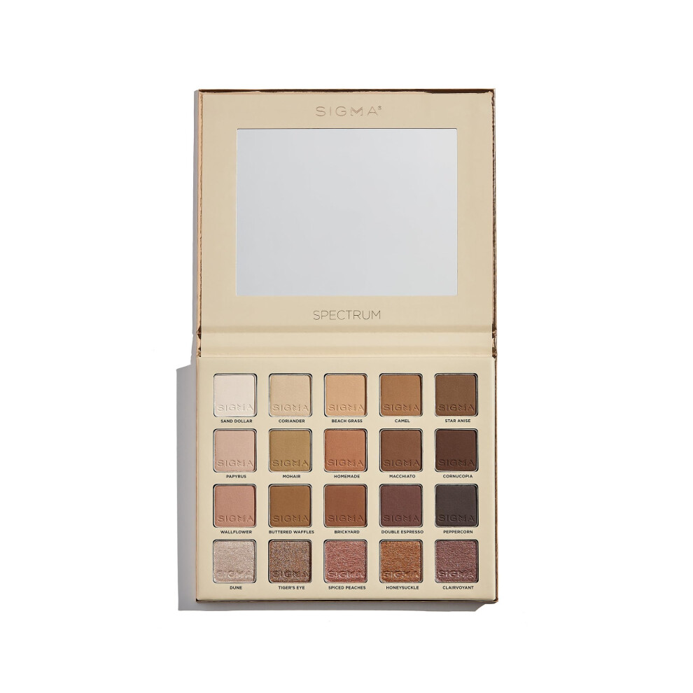Sigma Beauty Spectrum Eyeshadow Palette - 20 Neutral Eyeshadow Shades In Matte, Shimmer And Metalic Finishes - Highly Pigmented Vegan Eye Makeup Palette - Clean Be