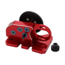 2Low CNC Gearbox Middle Transmission Box with Overdrive Gear for LCG 1/10 RC Crawler Axial SCX10 III 90046 TRX4 Red