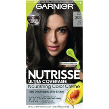 Garnier Nutrisse Ultra Coverage Hårfärg, Djup Mjuk Svart Hårfärg (Svart Sesam) 200, 1-pack