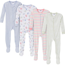 Gerber Filles 4-Pack Pyjamas À Pieds, Papillons, 2T