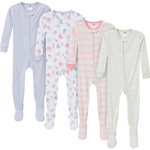 Gerber Gerber Filles 4-Pack Pyjamas À Pieds, Papillons, 2T