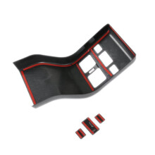 Car Carbon Fiber Rear Air Condition Vent Outlet Frame Anti-Kick Panel Cover Trim for Bz4X 2022 2023