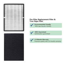 2 Piezas TTAP003 Filtro de Repuesto para TT-AP003 Purificadores de Aire H13 True HEPA y Filtro de CarbóN Activado