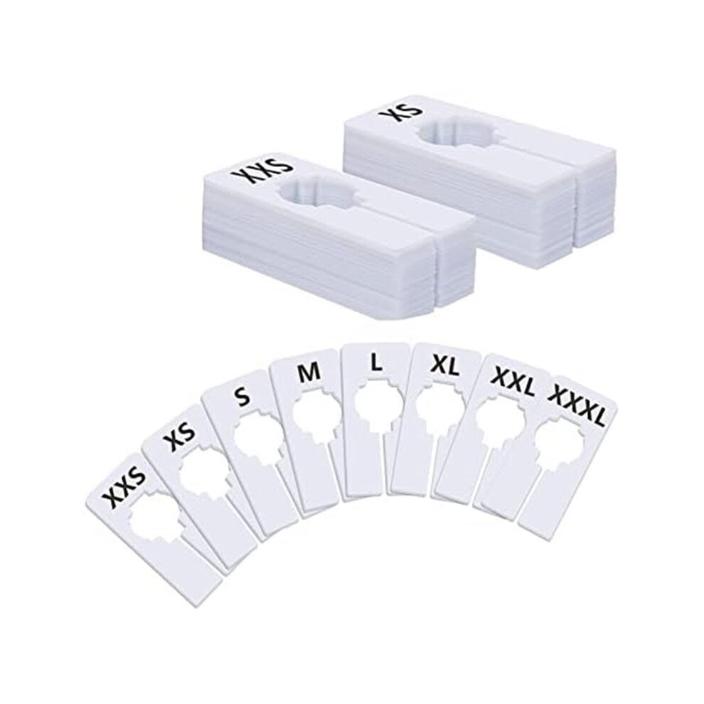 40 Pack Rectangular White Plastic Clothing Size Closet Rack Dividers Hangers, Preprinted In 8 Sizes,White 6133495366840