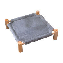 Lit Surélevé pour Animaux Compagnie, Tabouret pour Chat et Chien, Chaise pour Animaux Compagnie avec Pieds en Bois, Lit en Peluche pour Animaux