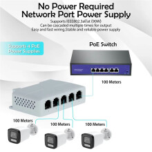 Extensor POE de 5 Portas 10/100 Mbps 1 Entrada 4 Saídas Repetidor de de Rede Suporte IEEE802.3af/At/Bt para PoE NVR IPC 1 Unidade