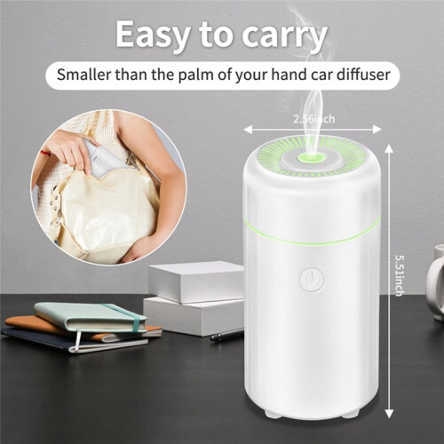 Car Diffusers for Essential Oils,USB Scent Diffuser, Aromatherapy Oil Diffusers, 7 Color for Car,Home,Travel,White 2