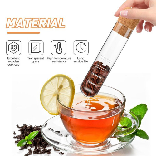 6 Pcs Glass Tea Infuser, Glass Strainers with Cork Lid, Reusable Glass Diffuser for Tea,Clear Tea Strainer for Cups,Mugs 2