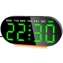 Alarm Clock Digital Radio-Controlled Clock with LED Display,Digital Alarm Clock,Night Light,Snooze,Table Clock Green