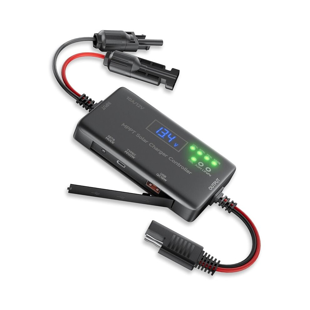 Mppt Solar Charge Controller 12V 10A, Solar Panel Charge Controller With Type-C And Usb Output For Agm, Lifepoâ Battery 4711968651871
