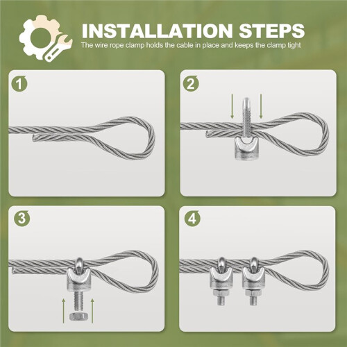 Conjunto de 4 Abraçadeiras para Cabos de Aço Inoxidável 1
