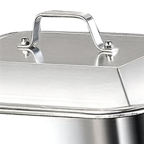 Stainless Steel Rectangular Deep Tray with Handle Rust-Proof Multi-Purpose Food Storage Tray for Kitchen Use Tools 1