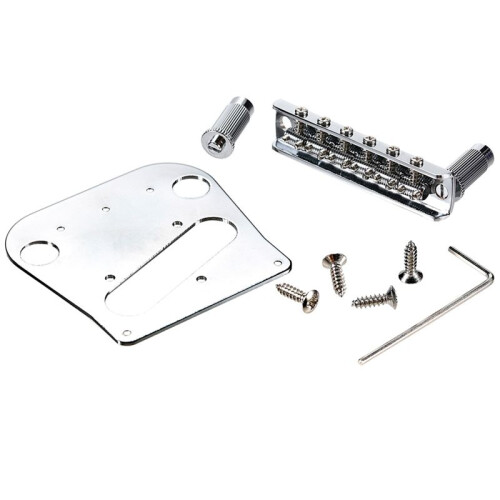 Conjunto de Placa de Ponte TL e Ponte de 6 Selas para Bigsby B5 e B50 Cromado 2
