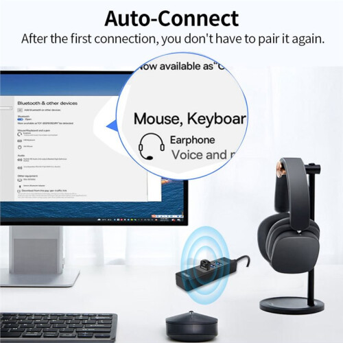 2Pcs USB Adapter  6.0 USB Dongle AAC Decoder Wireless Music Audio Receiver Transmitter for PC Mouse Keyboard 2