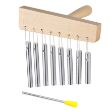 Bar Chimes 8 Tone Hand Bells with Knock Stick Birch Wood Solid Aluminum Tube Windchime Chimes Bells Hand Held Bar Bells