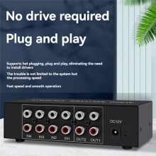 4 in 2 Out Audio Mixer Splitter, Stereo High Fidelity with Op Amp, Volume Adjustment, No Switching EU PLUG