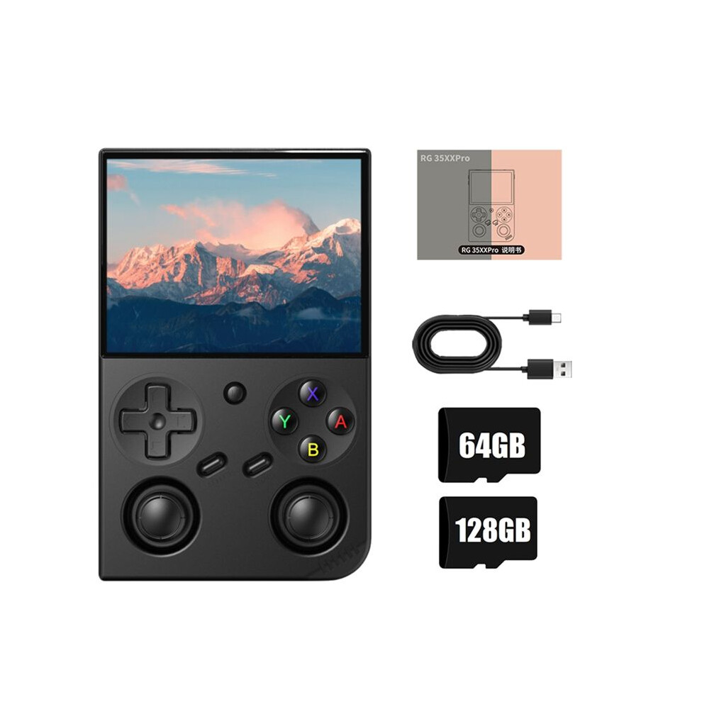 Rg35xx Pro Video Game Console 64G+128G 13000+Games 3.5In Ips Linux Support Tv Output Game Player Support 30+Emulators A Black 6031271024895
