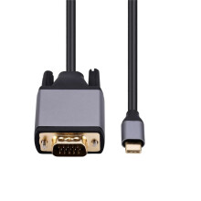 Type-C to VGA Adapter Aluminum Alloy USB 3.1 Type-C to VGA Adapter Cable 5Gbps HD Screen Cord USB3.1 for 1.8m