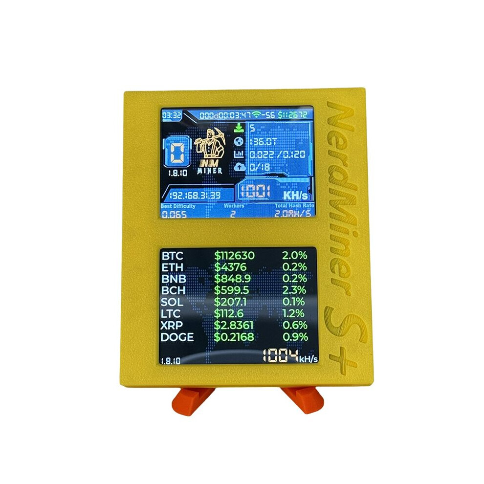 Nerdminer S+ 2X1060kh/S Solo Miner Btc Eth Price Display/Mining/ Dual Screens Btc Crypto Bitcoin Miner With 3D Stand 6031816378001