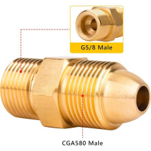 G5/8 Male to CGA580 Male Argon Adapters & Nitrogen Adapters, Compatible with CO₂, Helium and Neon Gas Cylinder