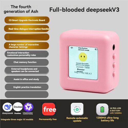 Para DeepSeek AI Chat Robot AI Companion com Tela LCD de 1,54 Polegadas, Suporta 33 Idiomas, Animal de Estimação Eletrônico Azul 2