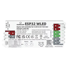 DOMRAEM ESP32 WLED Controller with Mic Dual 5-24V Input, 16A Fuse for WS2811 WS2812B WS2805 SK6812 APA102 PD Power