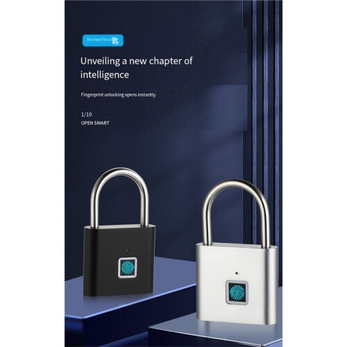 Keyless  Fingerprint Padlock USB Charging Fingerprint Lock Waterproof Door Lock 0.2sec Unlock Security Padlock A 2