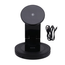 Foldable 3in1 Magnetic Wireless Charger,360º Rotatable Charging Station,15W for  12-17,for  Watch,for AirPods