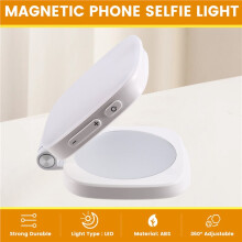 360 Rotation Magnetic Phone Selfie Light 3 Color with Makeup Mirror Mobile Phone Fill Light Rechargeable Detachable
