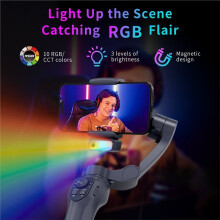 L7C Pro 3-Axis AI Gimbal Stabilizer with Face Tracking RGB Magnetic Light Anti-Shake Stabilizer for Vlog Recording