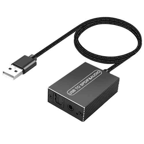 USB A to 3.5mm TOSLINK Optical Audio Adapter, Unidirectional USB to S/PDIF Transmitter Converter for PS5 PC Speaker