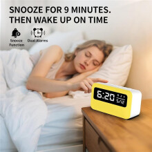 Digital Alarm Clock for Bedrooms with Dynamic RGB Night Light, 4000mAh White Noise Speaker for Bedside, Desk