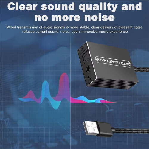 USB A to 3.5mm TOSLINK Optical Audio Adapter, Unidirectional USB to S/PDIF Transmitter Converter for PS5 PC Speaker 2