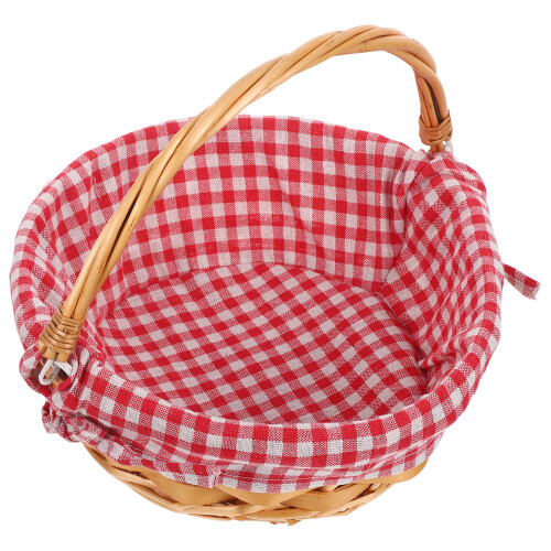 2Pcs Rustic Handwoven Wicker Basket with Handle for Fruit and Snacks 1