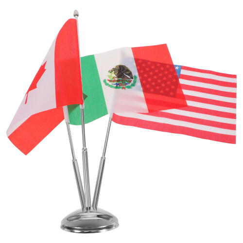 4Ensembles Drapeaux De Table Usa Canada, Support Argenté