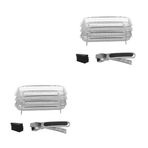 2Sets Stackable Stainless Steel Air Fryer Drying Shelves for Home Use 2