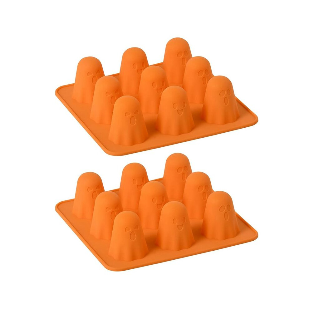 Tauoh Silicone Molds 2 Packs Non-Stick 3D Chocolate Molds 9-Cavity Cute Mold For Jelly Candy Cake Halloween