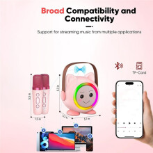 Karaoke Machine Toy for Kids, Portable Karaoke Microphone System with 2 Wireless Microphone Birthday Gifts